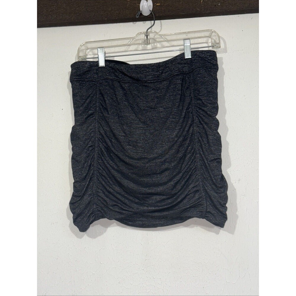 Athleta Odyssey Twisted Mini Skirt Ruched Black Metallic Space Dye Size Medium